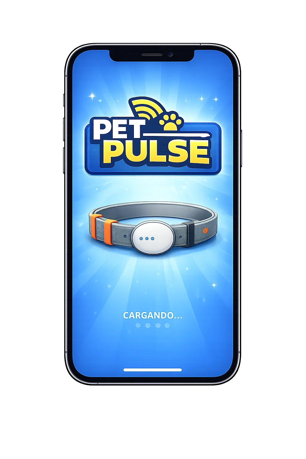 Pantalla de carga de Pet Pulse en un teléfono